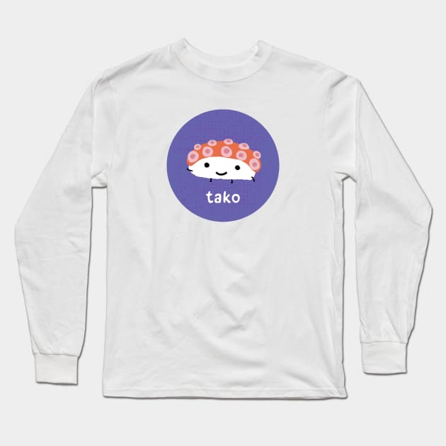 Kawaii Sushi | Tako (Octopus Sushi) Long Sleeve T-Shirt by Coffee Squirrel